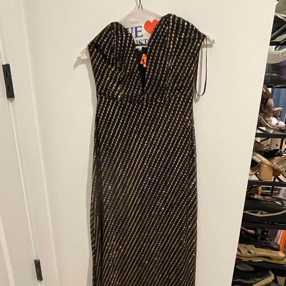 Formal Strapless Gold/ Black Dress